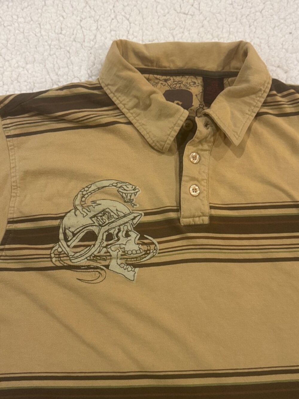 Vintage Y2K Tony Hawk Striped Skull Polo Shirt - Men’s Large